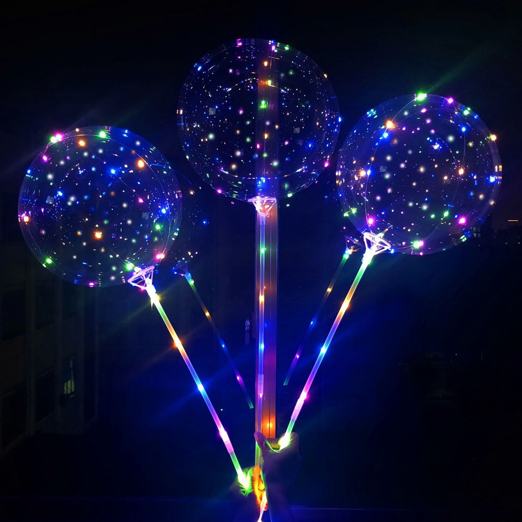 A Set Of Bobo Balloons With Fairy Light and Sticks 18'' 20'' 24'' 36