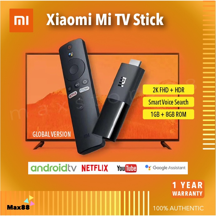 [Global version] Xiaomi Mi TV Stick 2K Android 9.0 1GB + 8GB ROM Media