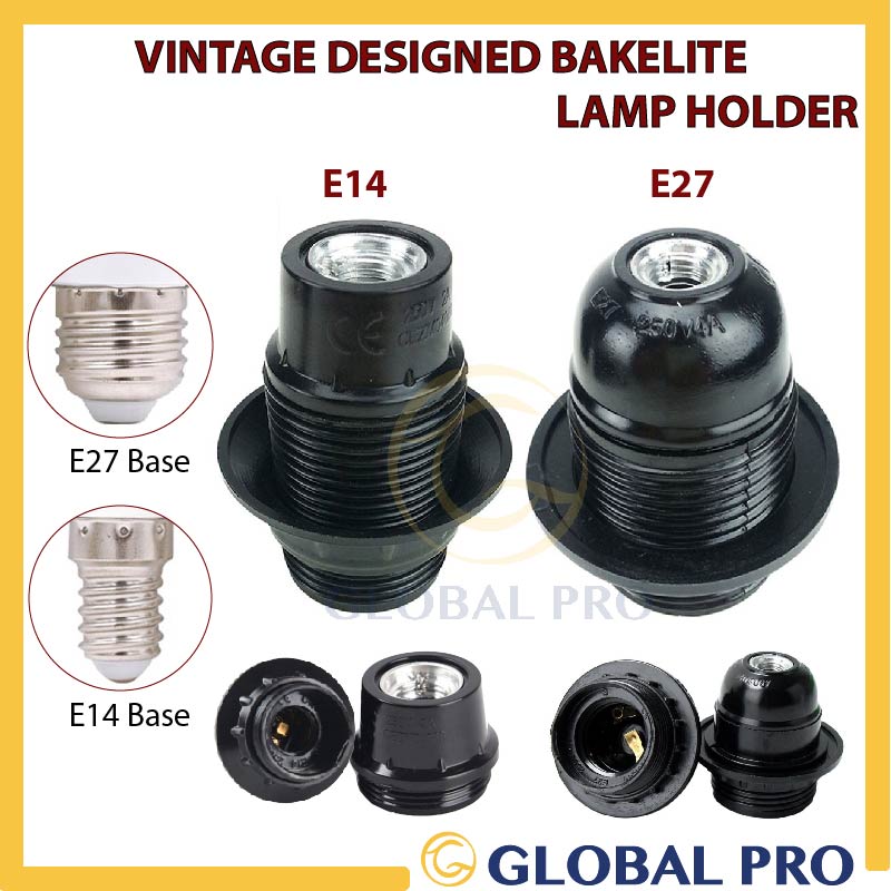 {Copper} Douille E14/E27 Bakelite Lamp Holder with Ring/Socket/Vintage