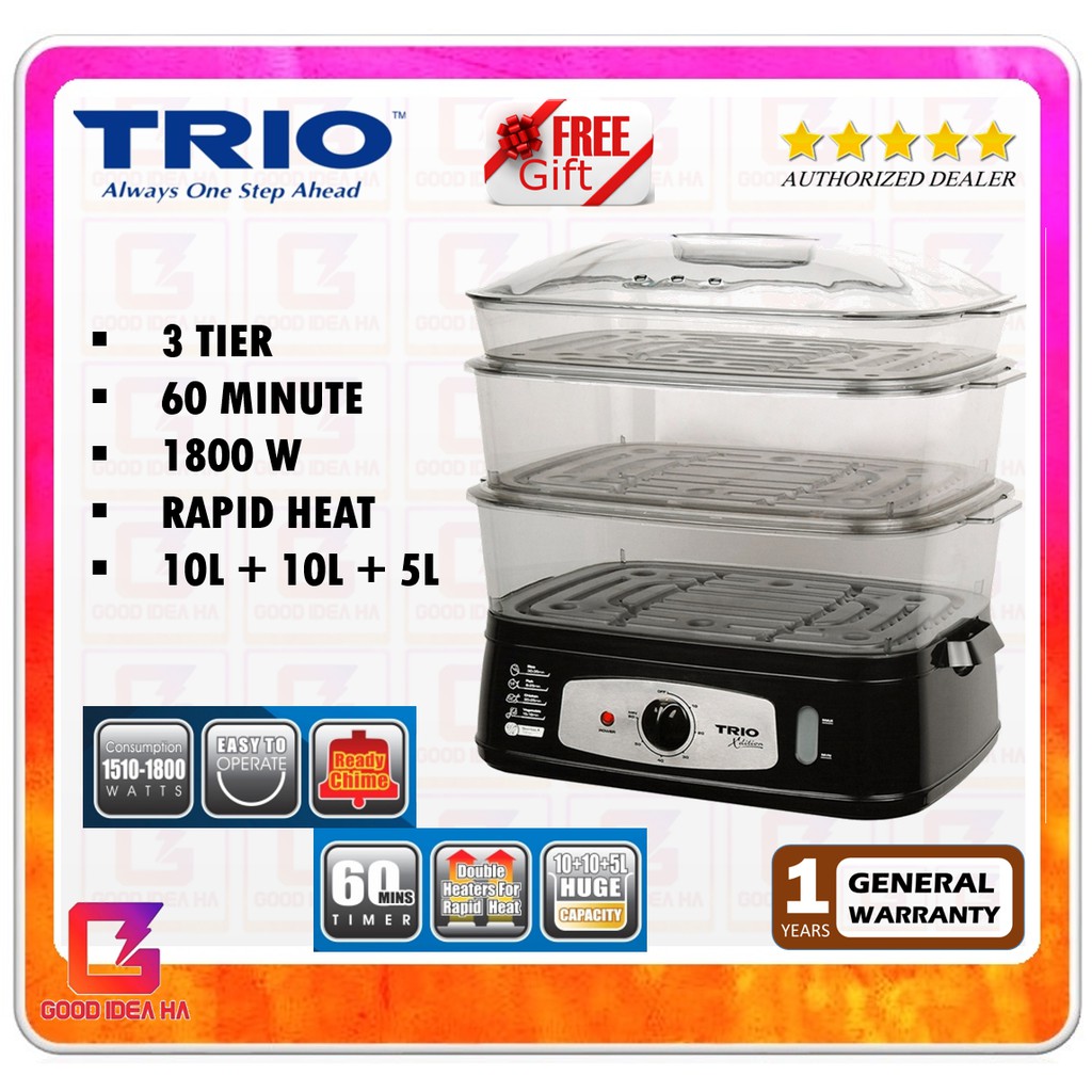*FREE GIFT* TRIO EXTRA LARGE 25L FOOD STEAMER (TFS28 / TFS28) (10L+10L