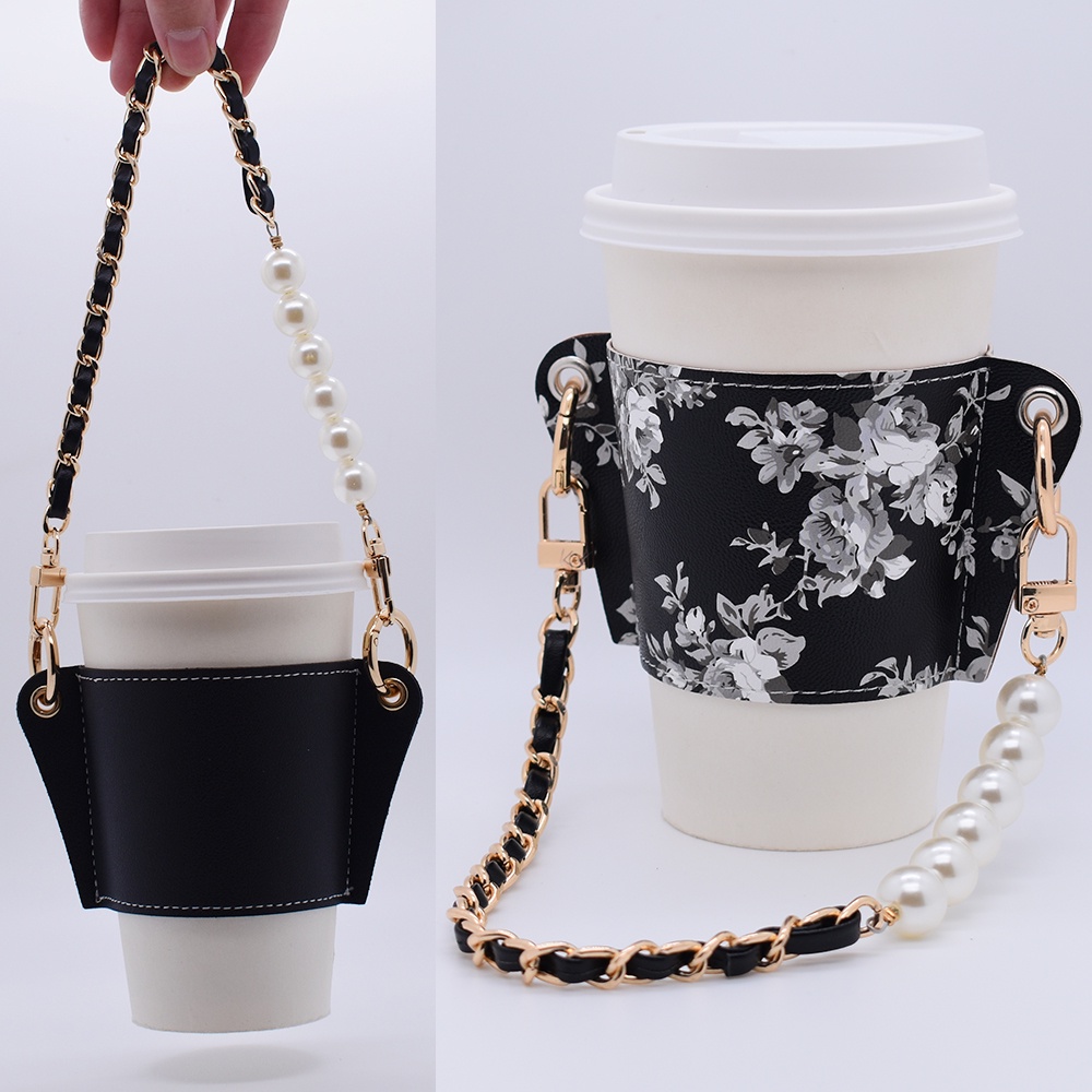 (Normal Size M) Coffee Bubble Tea Cup Sleeve Holder With Chain Shopee