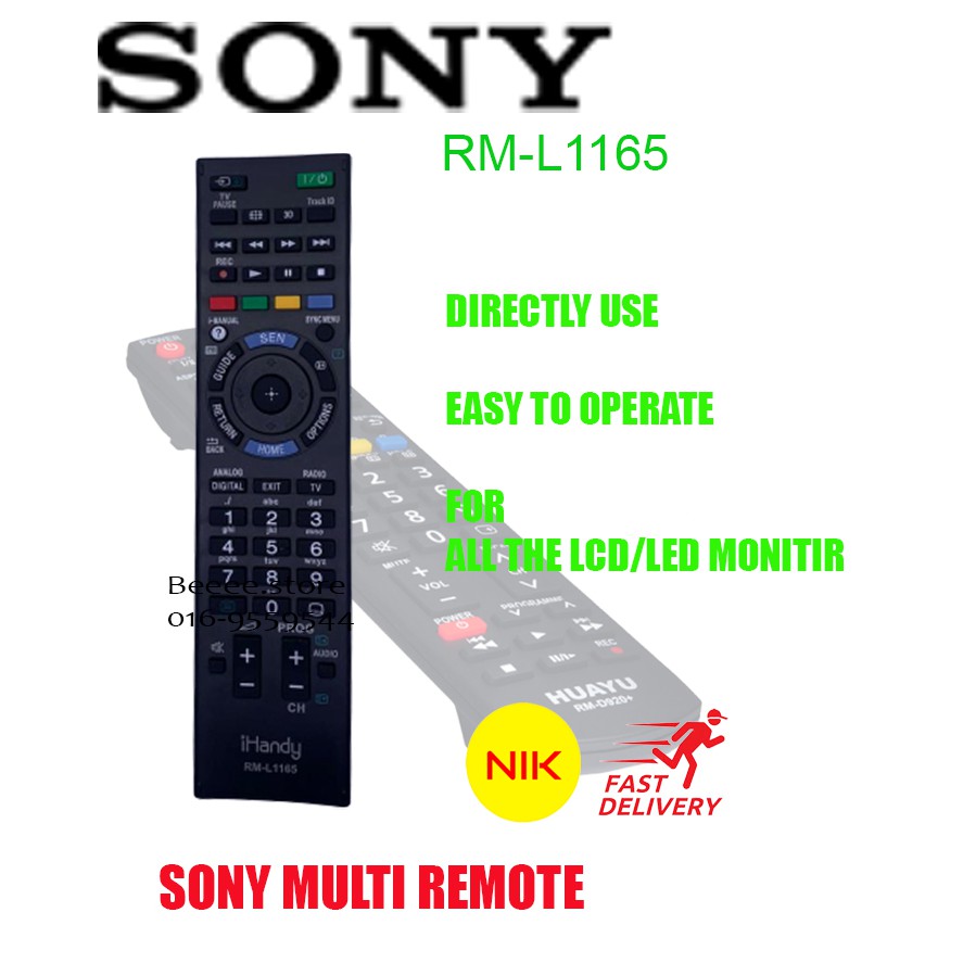 IHANDY RML1165 SONY LCD / LED / PLASMA TV REMOTE ( SONY TV MULTI ) Shopee Malaysia