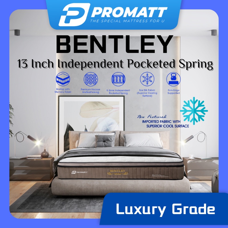 PROMATT BENTLEY 13 Inch Cool Silk Memory Foam Independent Pocketed