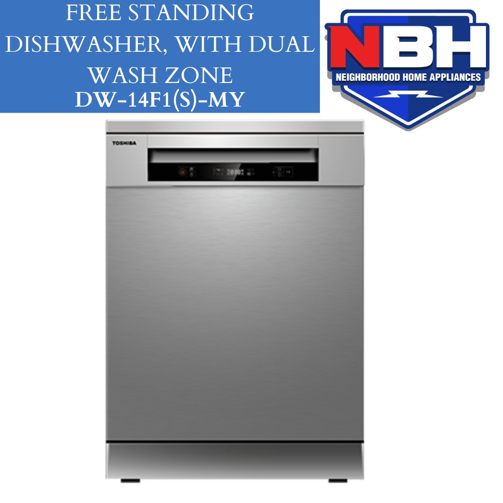(DW14F1(S)MY) TOSHIBA 14 PLACE SETTING, FREE STANDING DISHWASHER