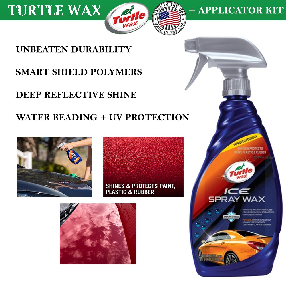 ICE Spray Wax By Turtle Wax (591ml) Synthetic Wax + UV Protection + Water Beading Penyembur
