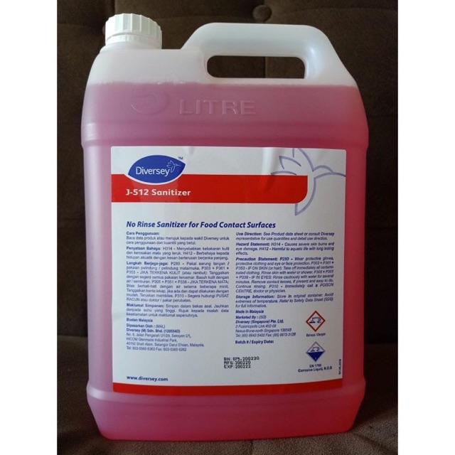 J512 DIVERSEY SURFACE / FOOD GRADE SANITIZER 99.9 ANTIBACTERIAL KILL