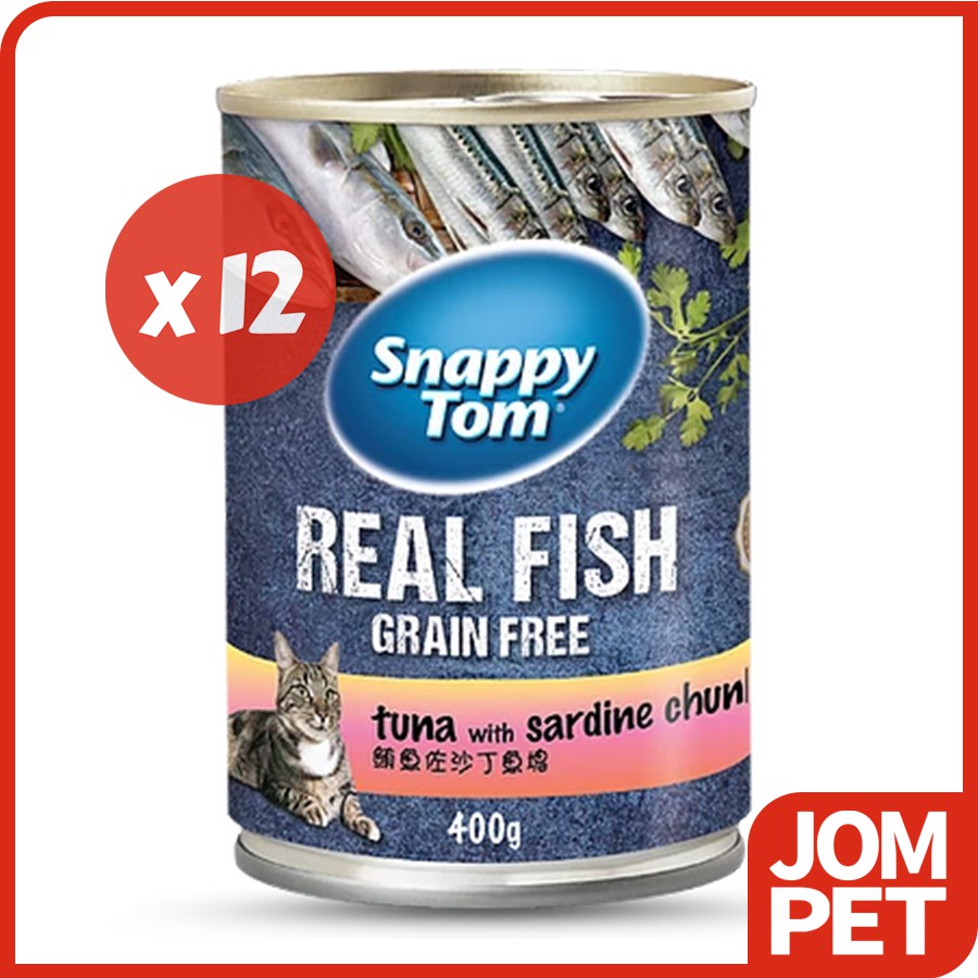 12 Cans SNAPPY TOM Tuna with Sardines Canned Food 400g / Cat Wet Food