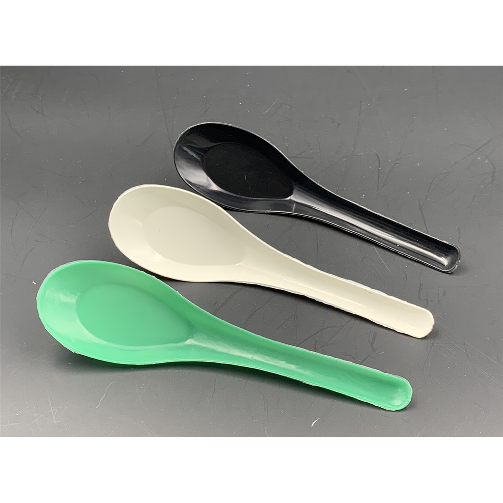 Chinese Spoon 5" Spoon Green / White / Black Disposable Plastic