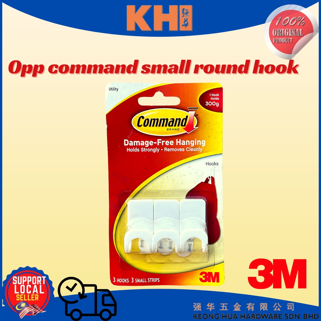 3M OPP command small round hook 3 hook Shopee Malaysia