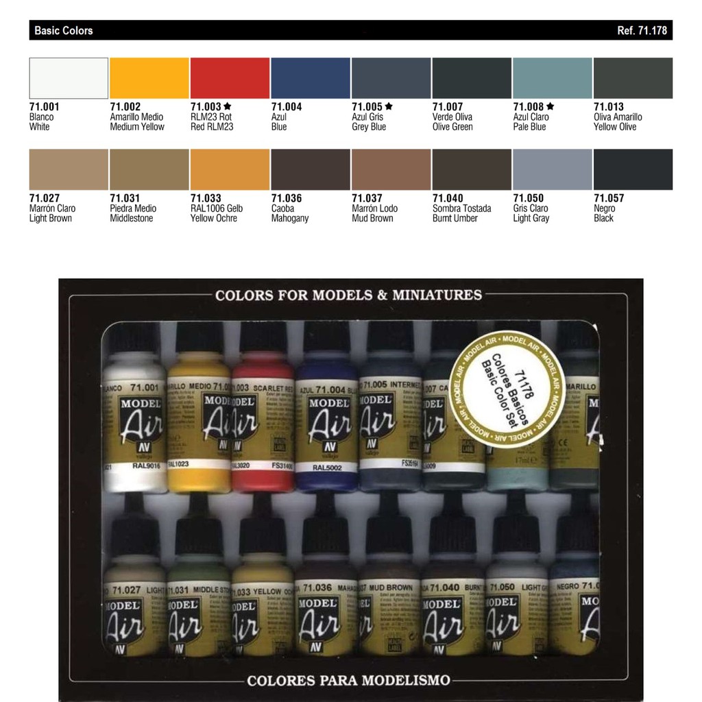 Vallejo Model Air Color Acrylic Paint 17ml 71178 Basic Color Shopee