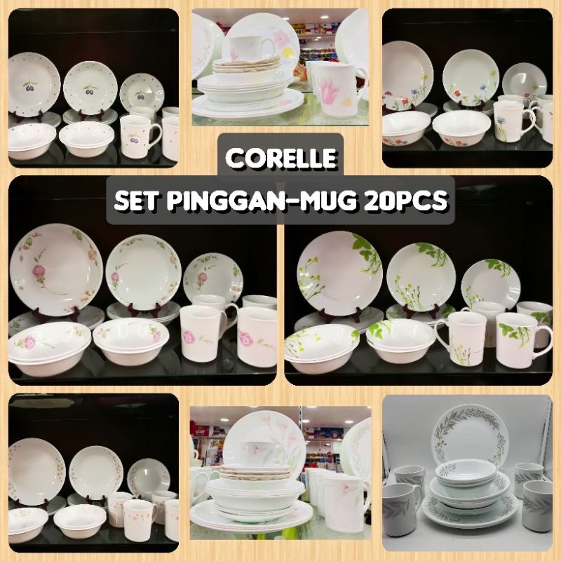 Corelle Set 20 pcs with mug (Original Corelle made in USA) Shopee