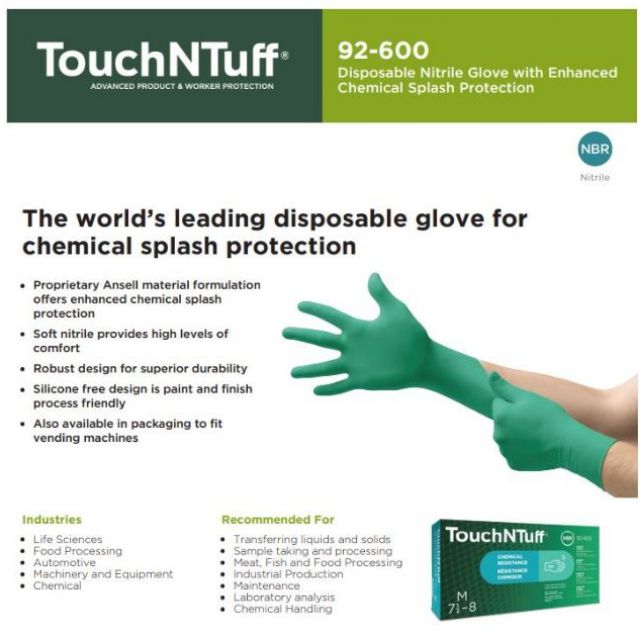 Ansell TouchNTuff 92600 protection glove / Nitrile Glove / Rubber