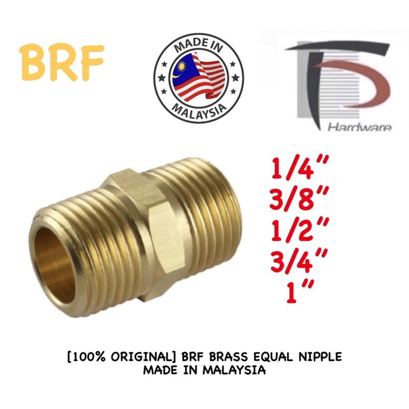 [100 ORIGINAL] BRF BRASS EQUAL NIPPLE MADE IN MALAYSIA Shopee Malaysia