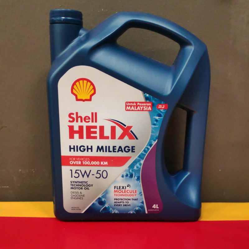 Shell Helix High Mileage 15W50 (4L) [BUY 4 FREE 1] Lubricant Oil
