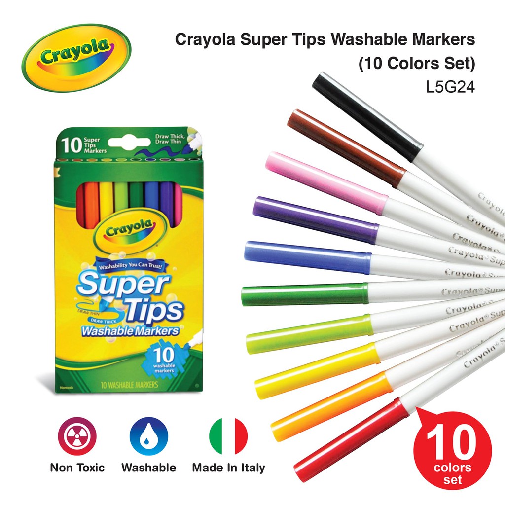 Crayola Super Tips Washable Markers (10 Colors Set) Shopee Malaysia