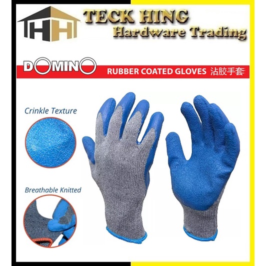 DOMINO Rubber Coated Gloves Electrical Handgloves Half Rubber Glove