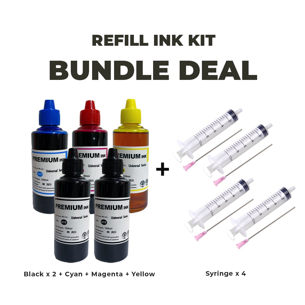 [Premium ink]3BK/1C/1Y/1M 100ml Inkjet Printer Cartridge Refill Ink