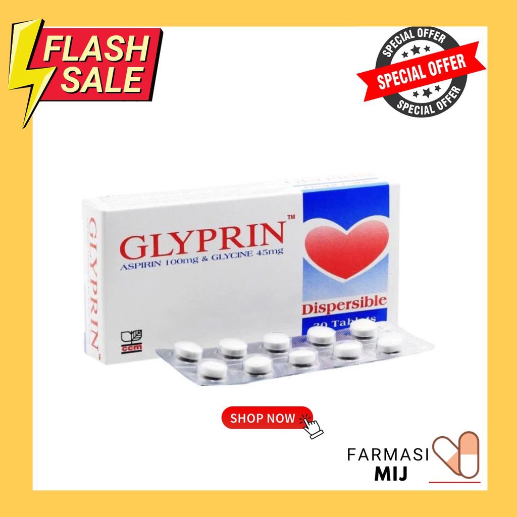 GLYPRIN ASPIRIN 100MG GLYCINE 45MG TABLET 30'S EXP;01/2024 Shopee
