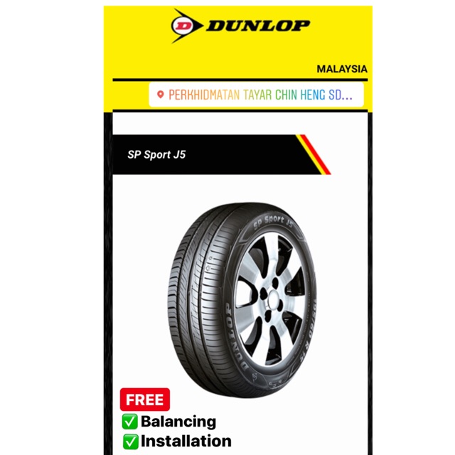 DUNLOP SP SPORT J5 1557012/1655514/1856014/1856015/(JALAN KAPAR KLANG TYRE SHOP