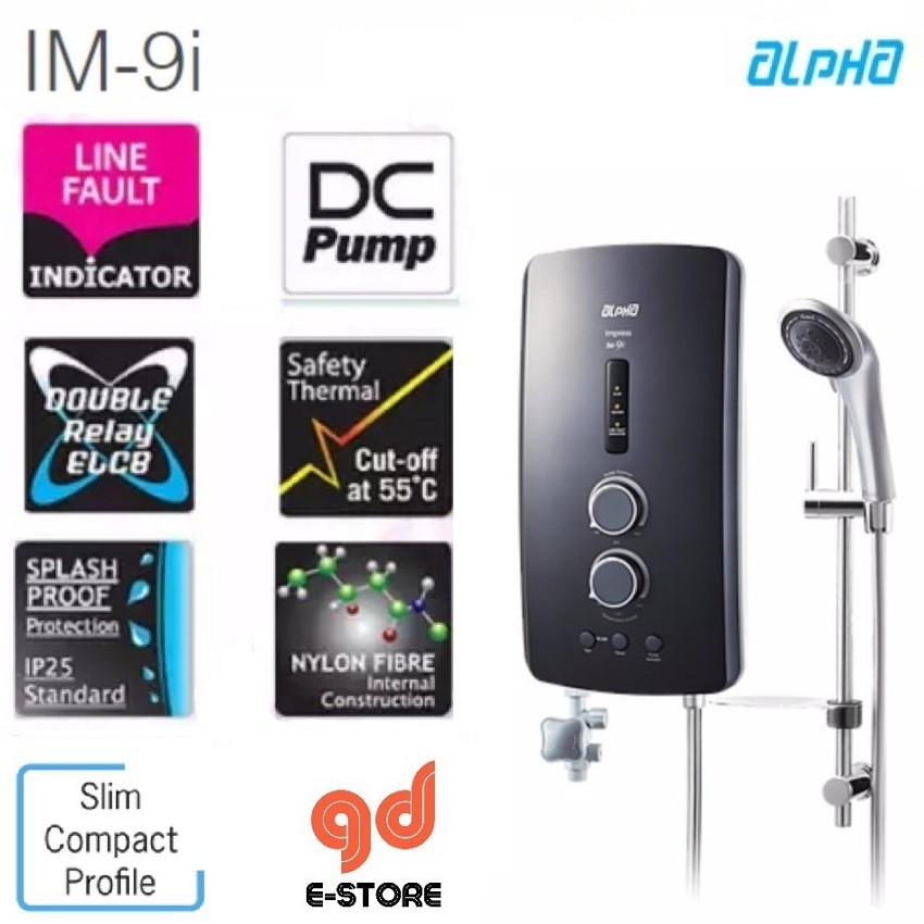 Alpha Water Heater with DC PUMP IM9i Metal Black Shopee Malaysia