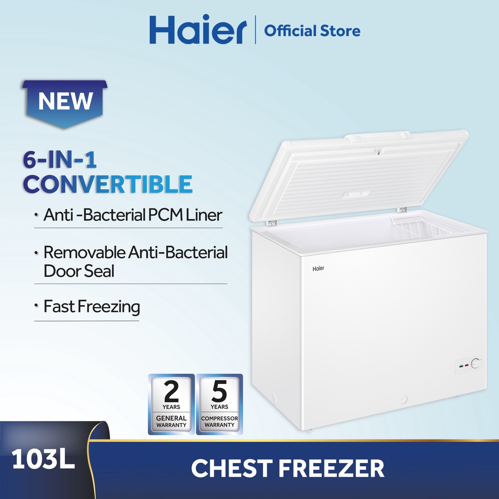 Haier Chest Freezer Antibacterial Convertible Freezer Fridge (100L) BD