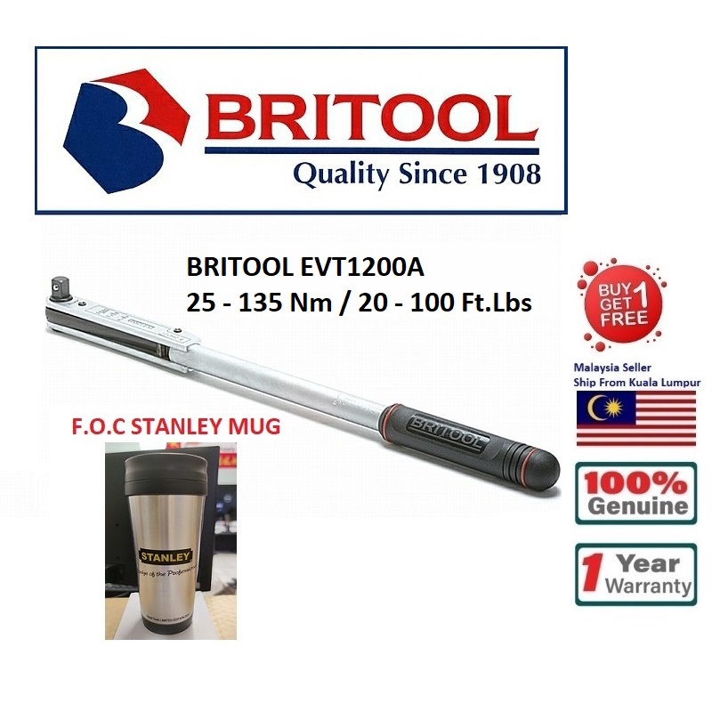 Britool EVT1200A Torque Wrench 25 135 Nm / 20 100 Ft.Lbs (NEW & ORI