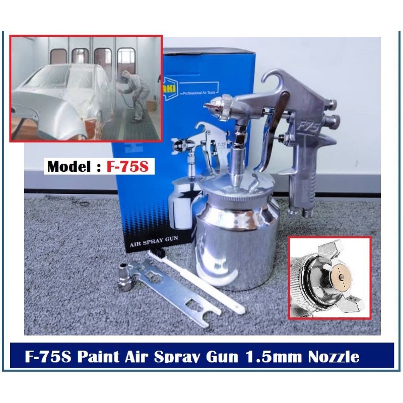 RZiQ Hisaki F75S Heavy Duty Air Spray Paint Gun 1.5mm Nozzle/Paint Sprayer/Penyembur cat/Alat