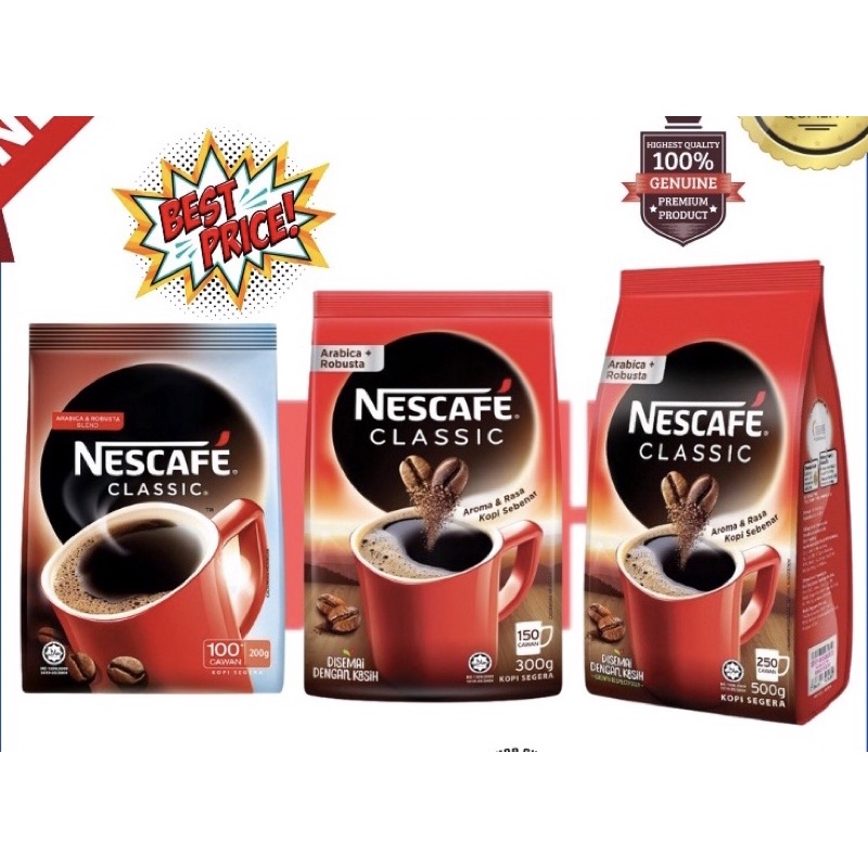 NESTLE NESCAFE CLASSIC 50GM/100GM/200GM/300GM/500GM COFFEE (HALAL