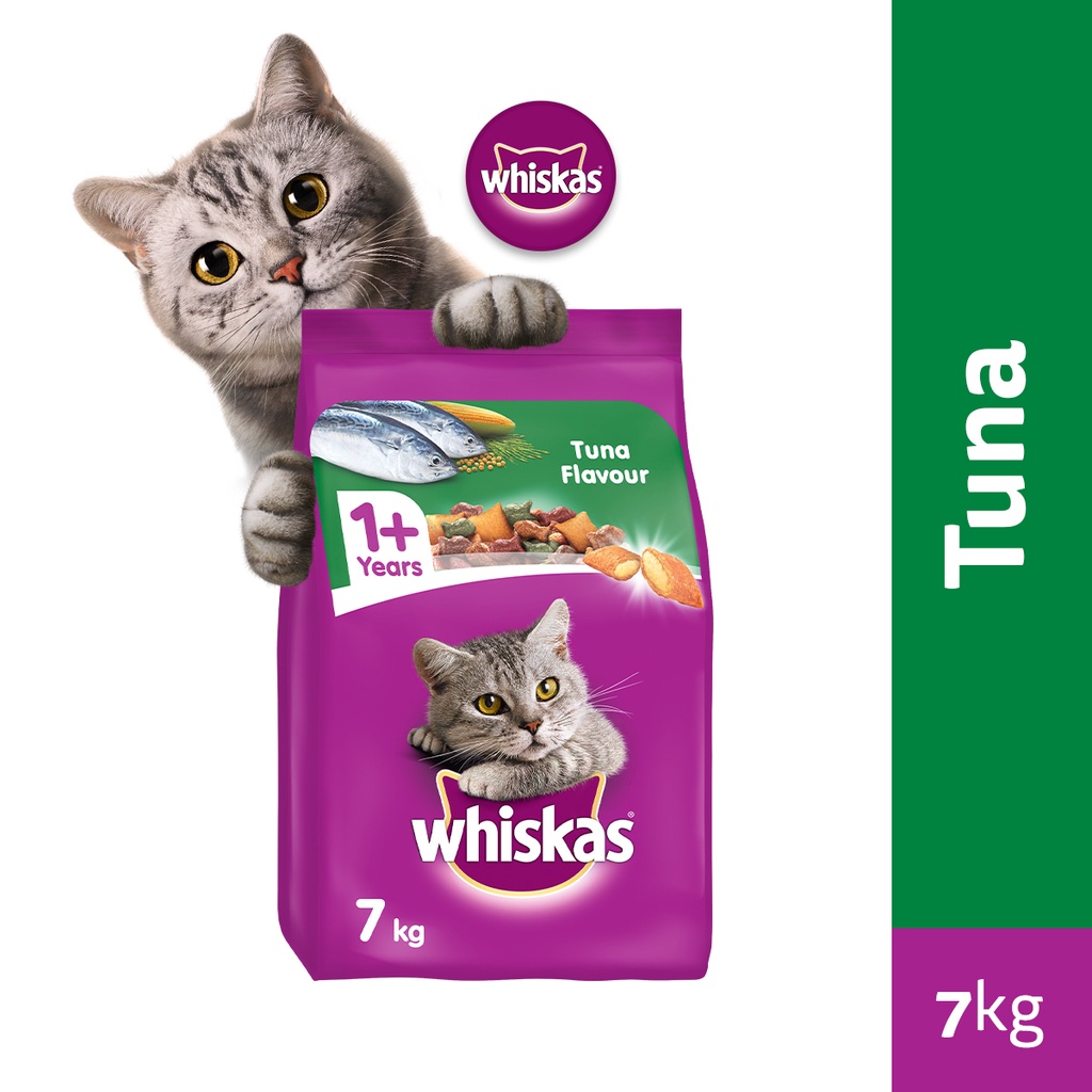 WHISKAS Cat Food Tuna Flavor for Adult Cats, 7kg. Complete and Balanced Cat Dry Food for Adult