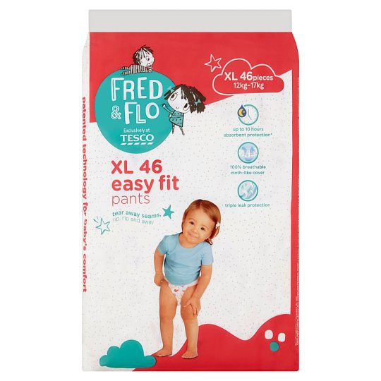 Tesco Fred & Flo Disposable Diaper Pants XL 12kg17kg 46 Pieces