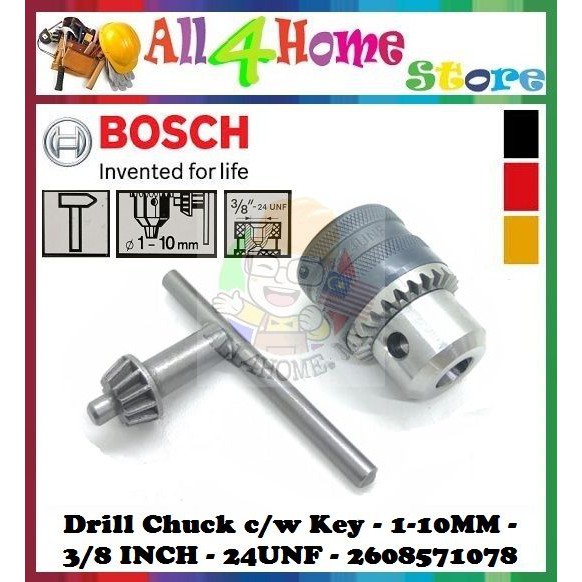 BOSCH Drill Chuck c/w Key 110MM 3/8 inch24UNF 2608571078 Hand