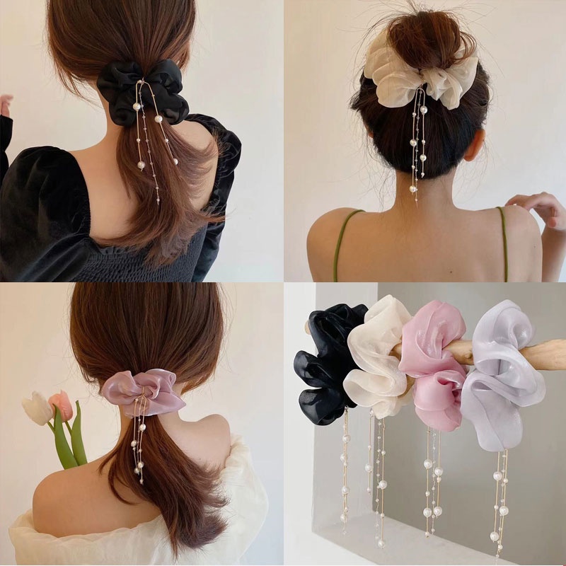 Gentle Girl Pearl Tassel Hair Tie Korea Elegant Ball Head Ponytail