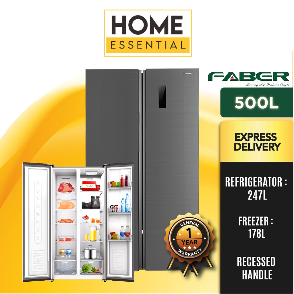 Faber 500L Side By Side Inverter Refrigerator LUSSO SBS500DG