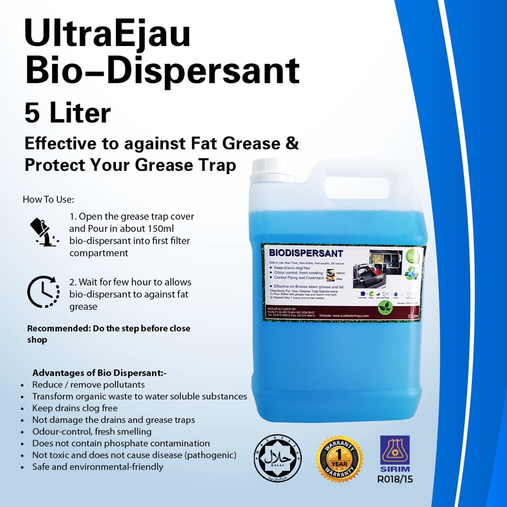 [READY STOCK] BIO DISPERSANT ENZYME (GREASE TRAP MAINTANANCE) 5L Shopee Malaysia
