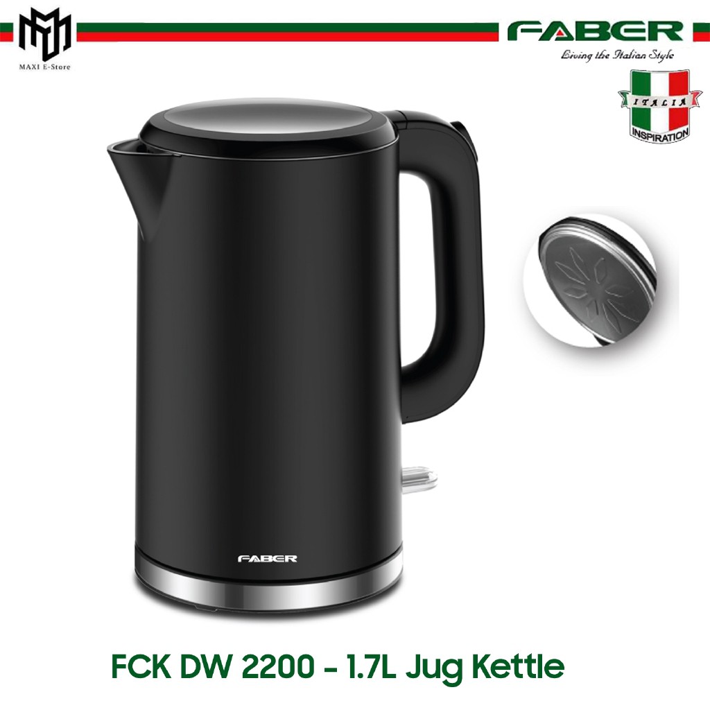 Faber FCKDW2200 Jug Kettle 1.7L Black with Inner Stainless