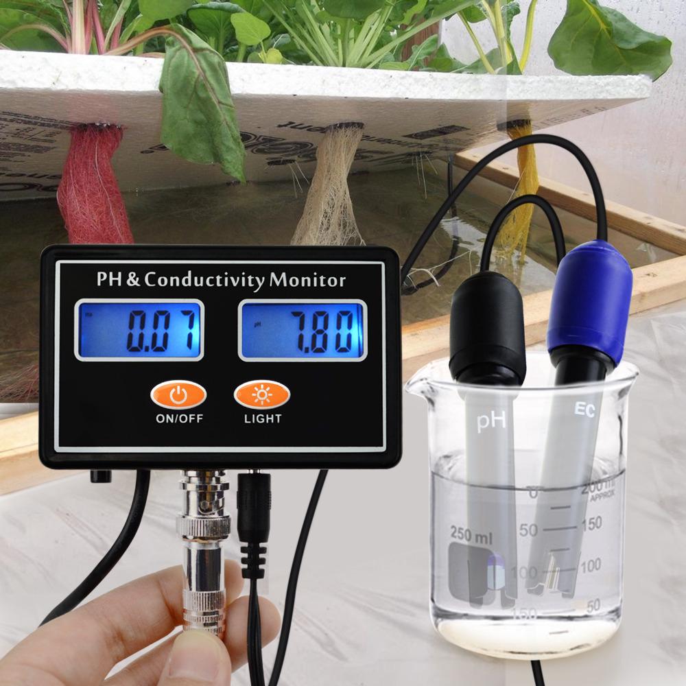 Digital PH&EC Conductivity Water Quality Monitor Meter Tester ATC Water