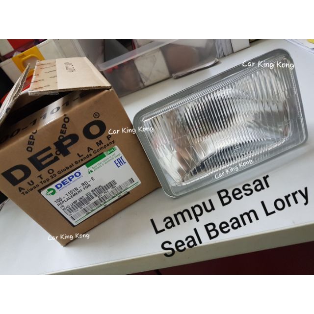 Seal Beam Lorry Head Lamp Small Square guna mentol H4 4652 DEPO 1pc