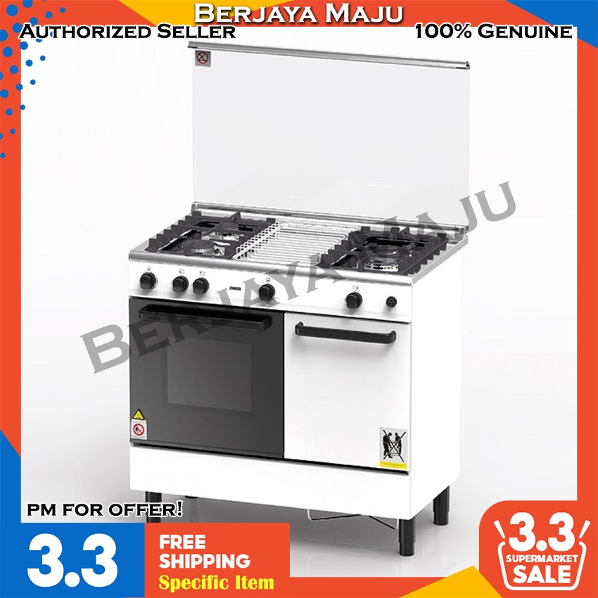 Zanussi 3 Burner 62L Free Standing Gas Cooker With Oven ZCG930W