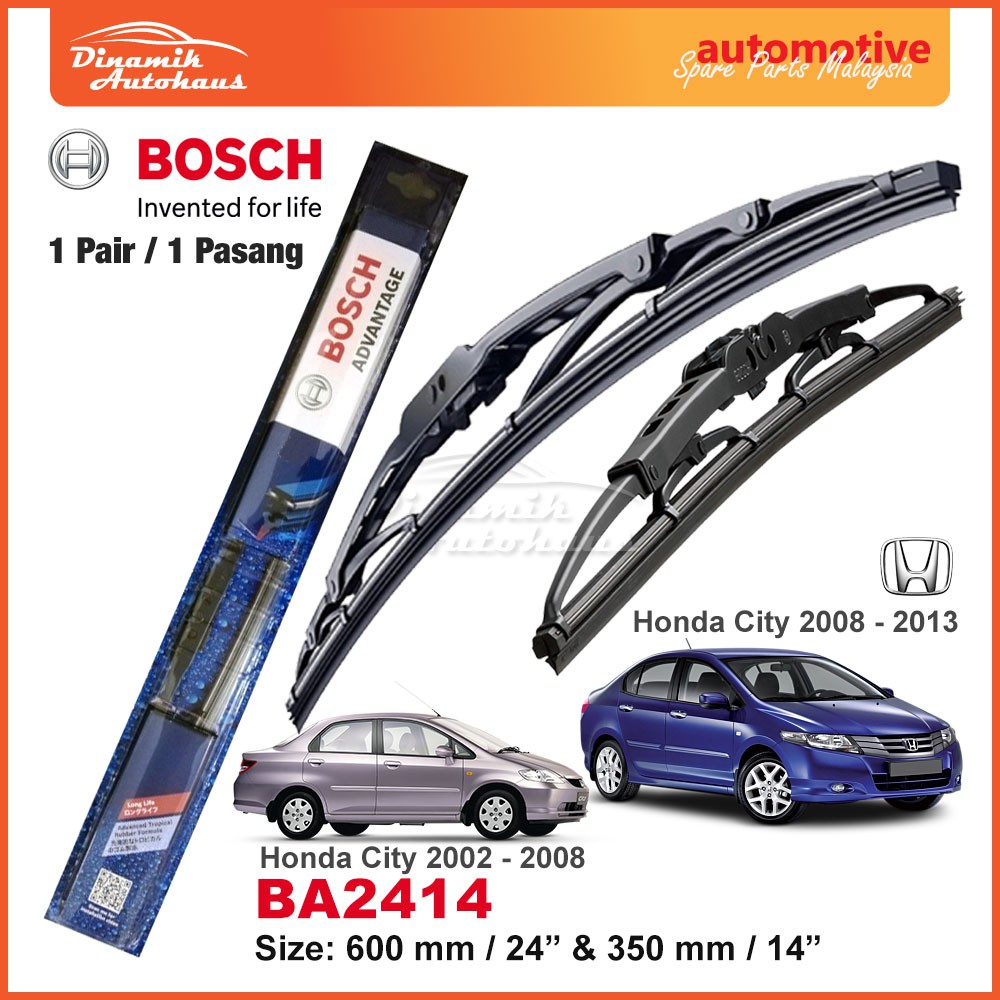 Honda City Year 2002 2013 Windscreen Wiper Blade 24" / 14" Bosch