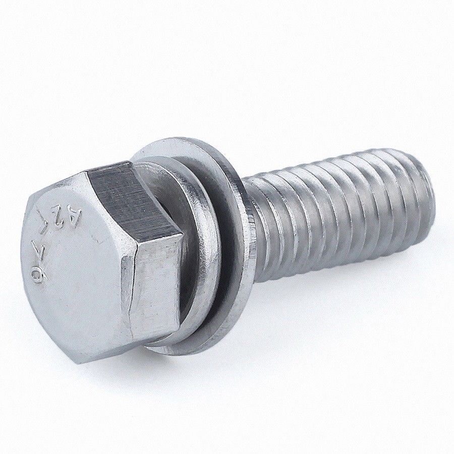 M6 M8 M10 Hex Head Set Bolts Spring/Flat Washer Sems Screws A2 304