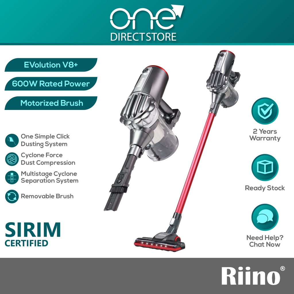 RIINO 585J Evolution V8+ 600W Super cyclone Handheld Cored Vacuum