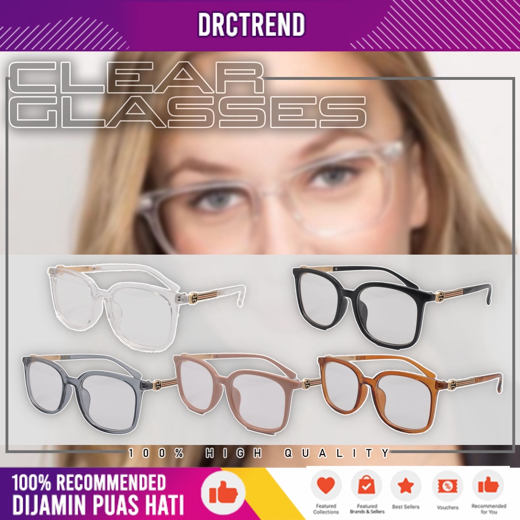 NEW FASHION SQUARE FRAME CLEAR GLASSES NO POWER CLEAR LENS EYEGLASSES