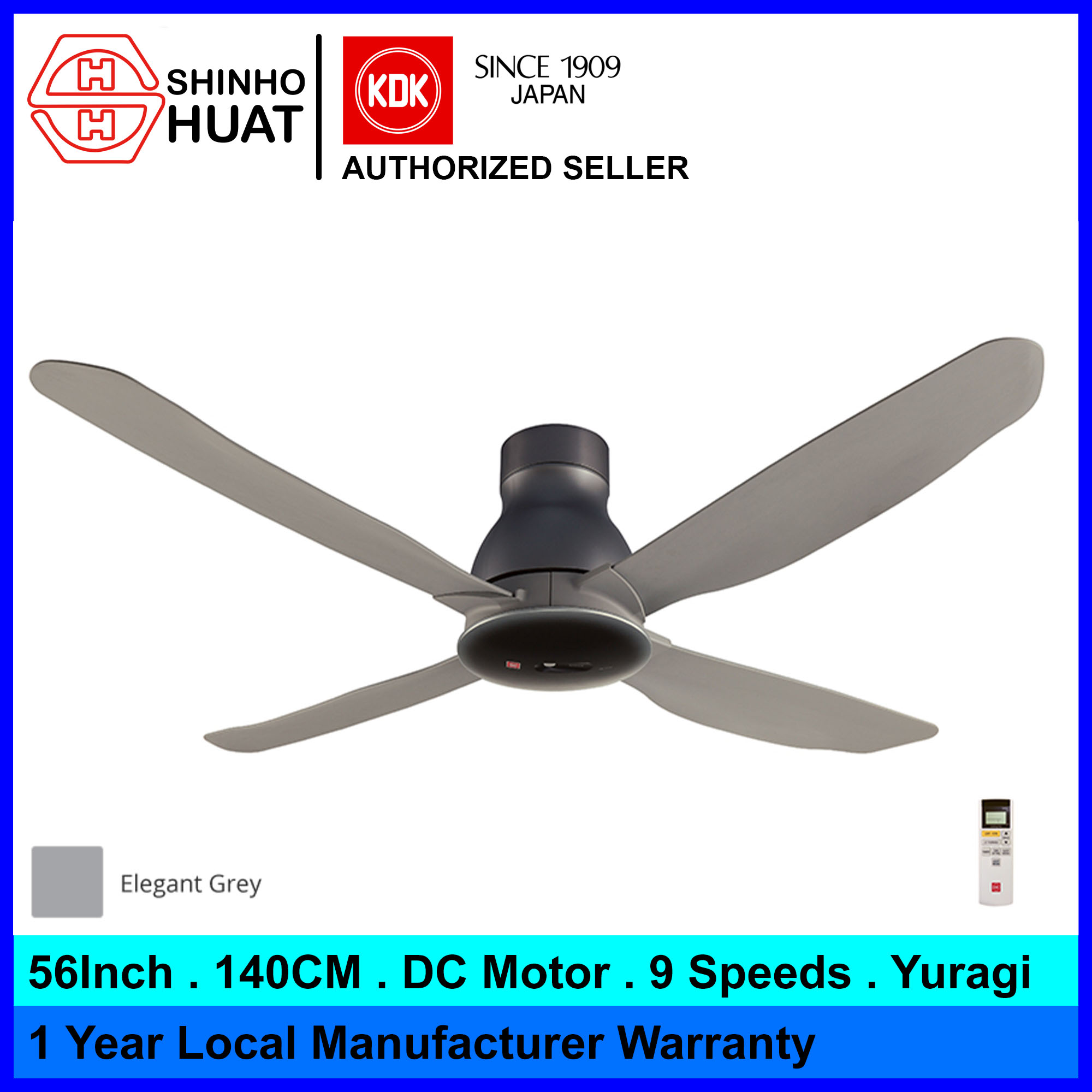 KDK K14ZW Ceiling Fan Sensa 4 DC Motor (Elegant Grey) Shopee Malaysia