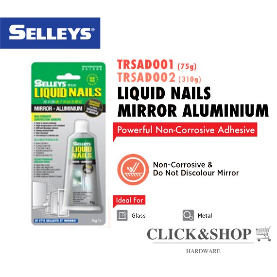 [READY STOCK] SELLEYS LIQUID NAILS (MIRROR/ALUMINIUM) (75g) Shopee