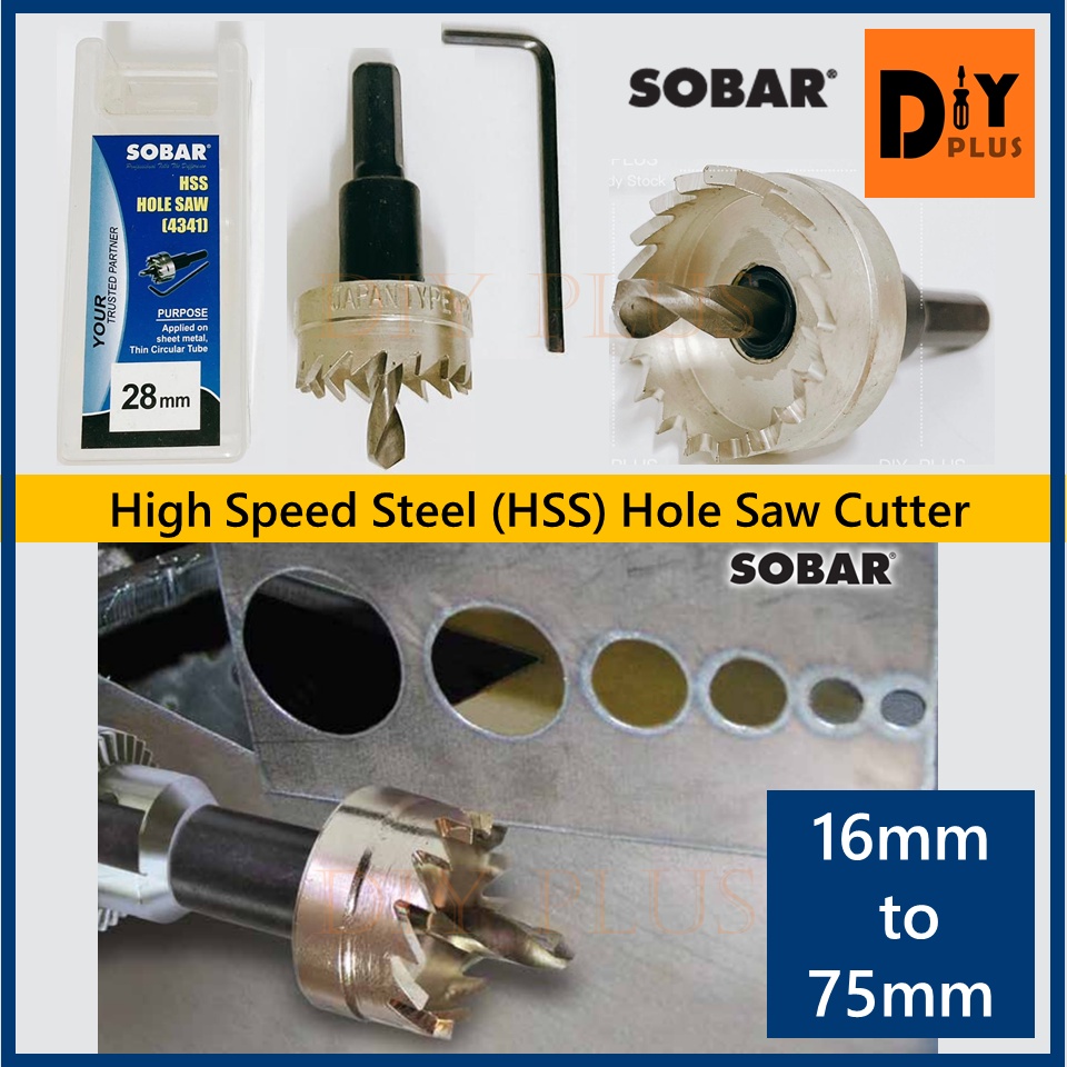 SOBAR HSS High Speed Hole Saw Cutter 16mm75mm Mata Tebuk Lubang Besi / Penebuk Lubang Bulat 开孔器