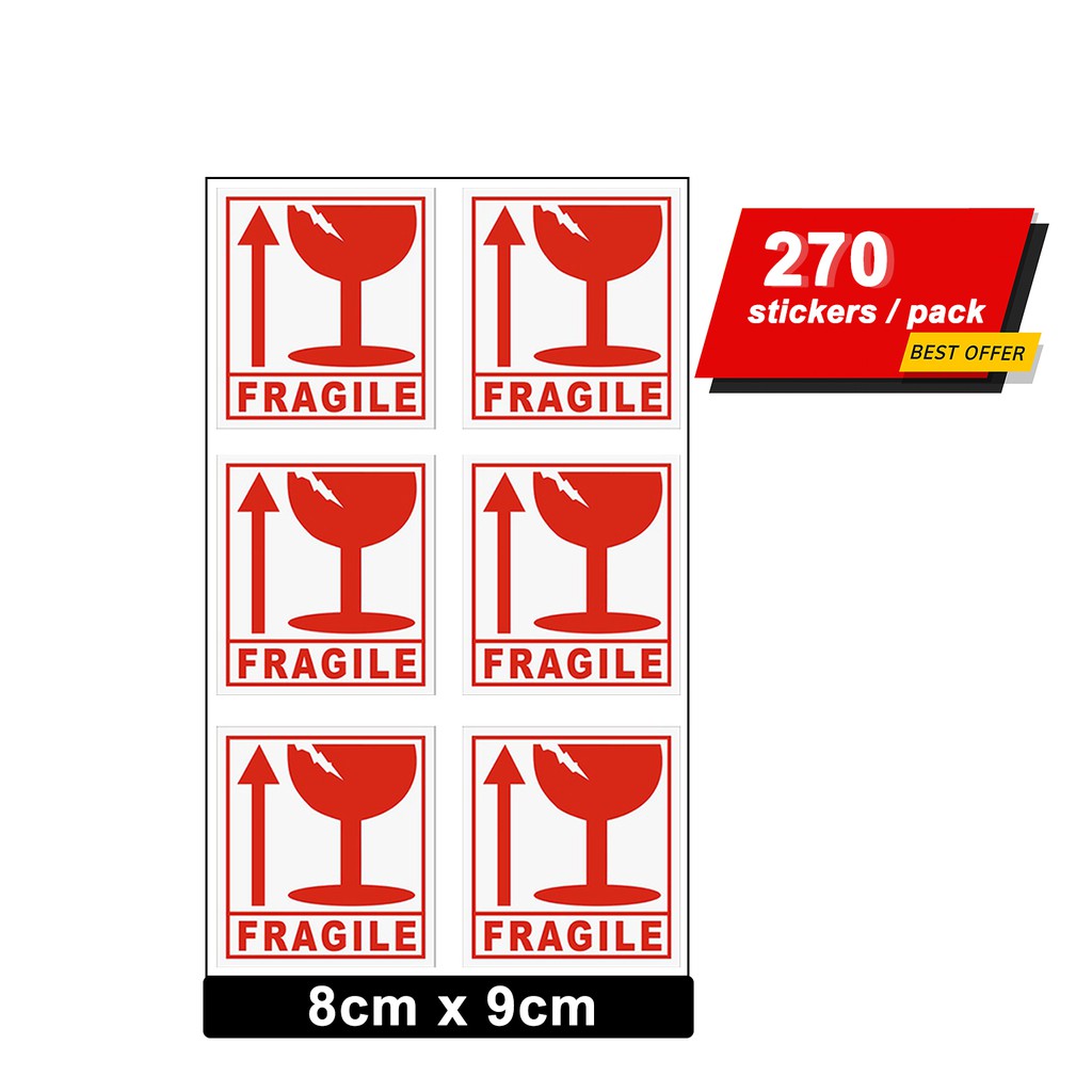 Fragile, Handle With Care Stickers Item # 72100 Dimensions: 5” x 3”