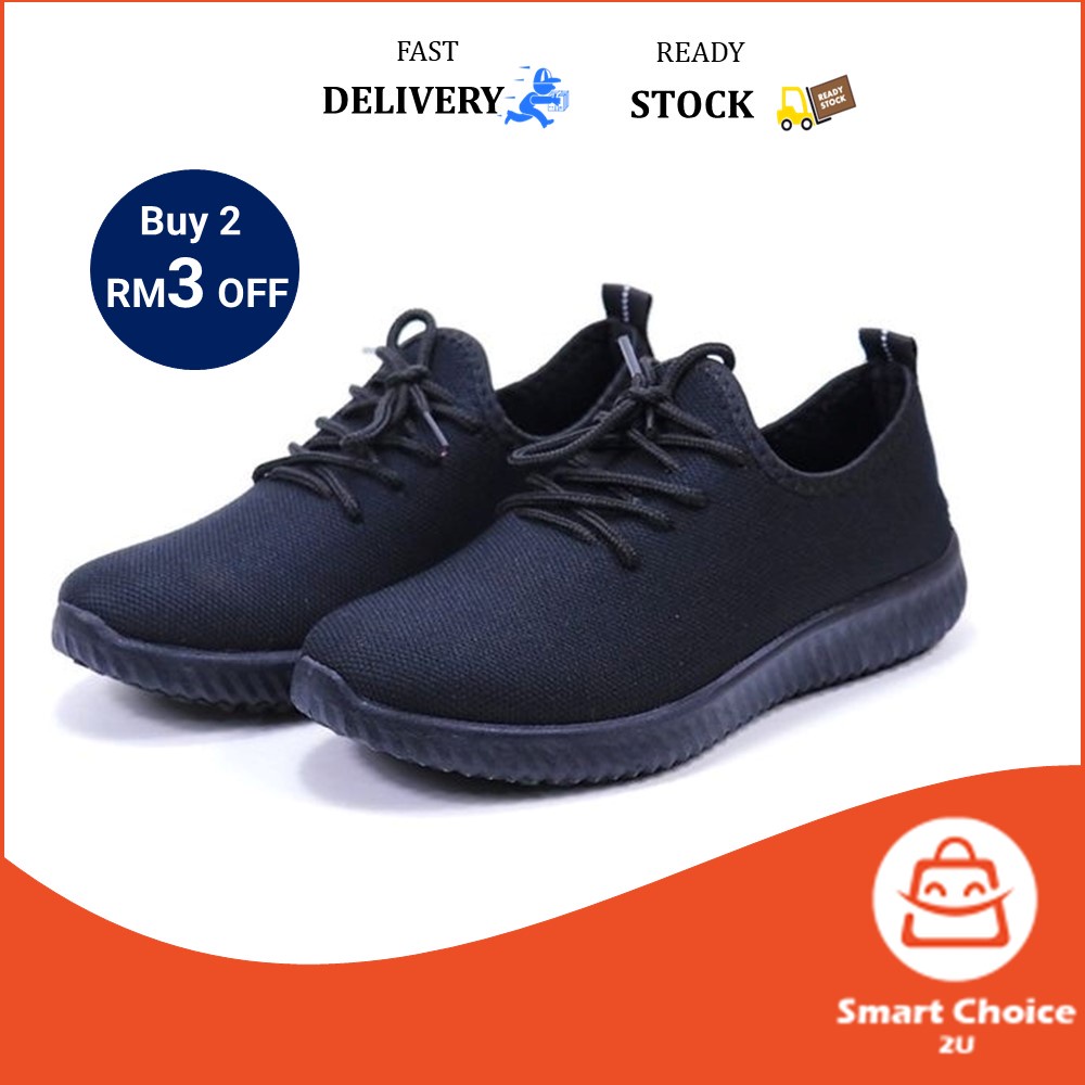 SmartChoice Alpha Unisex Sneaker Men & Women All Black Sport Shoes