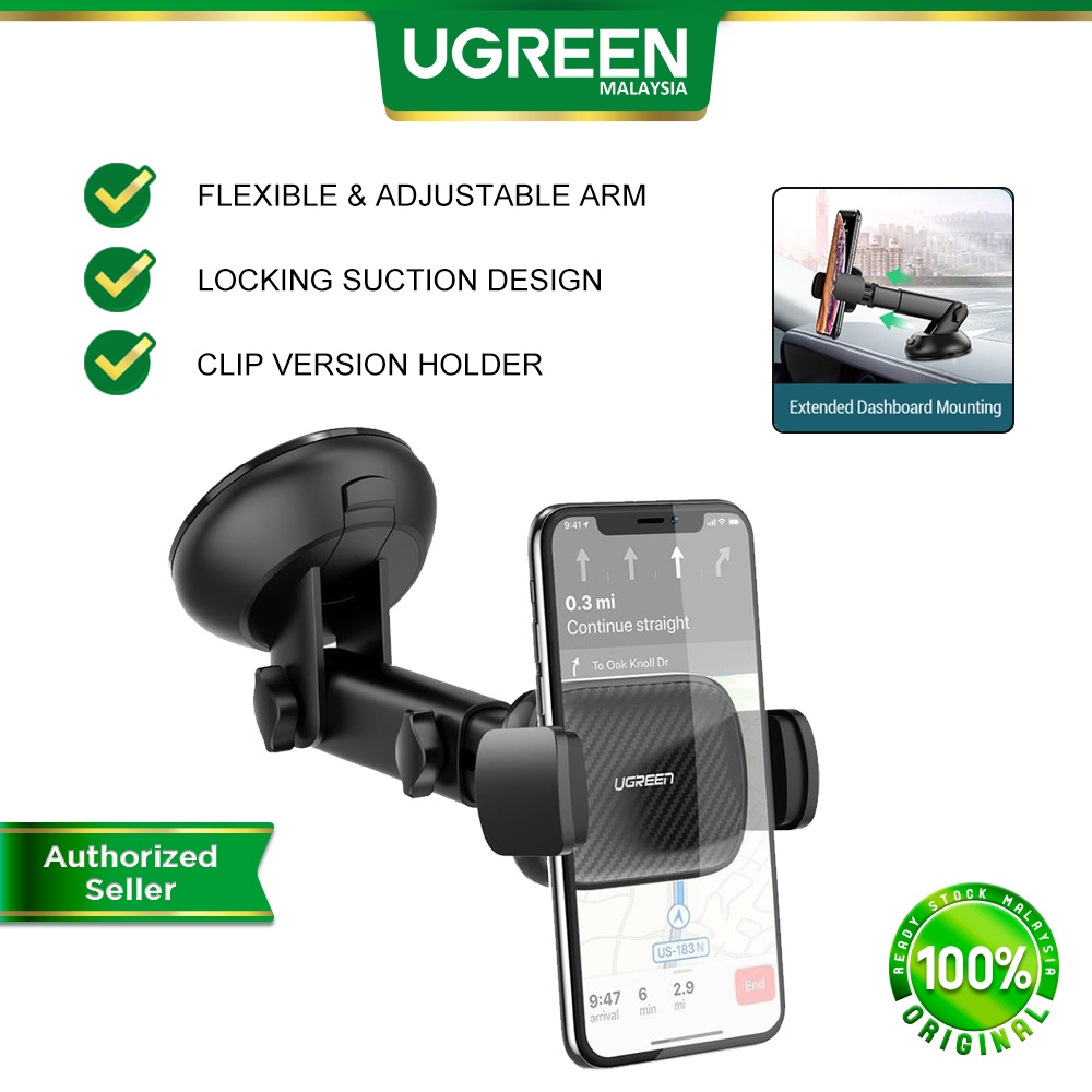 UGREEN Car Phone Mount Dashboard Car Holder Windshield Smartphone Cradle Strong Suction for