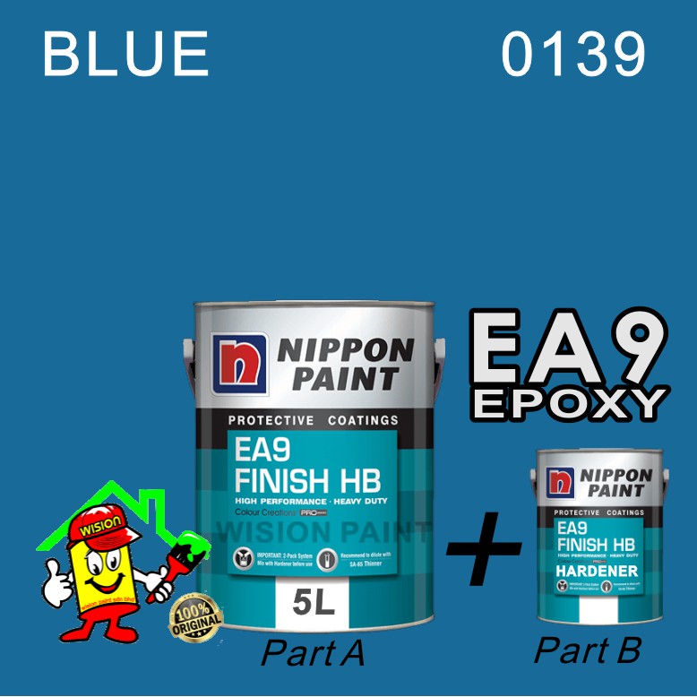 BLUE 0139 ( 5L ) EA9 FINISH HB SET NIPPON EPOXY FISH POOL SWIMMING POOL
