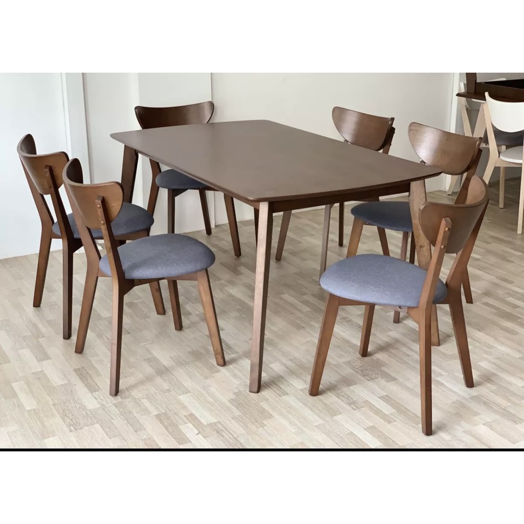 Wood Dining Room Set 1 Dining Table 6 Dining Chair Meja Makan Kerusi